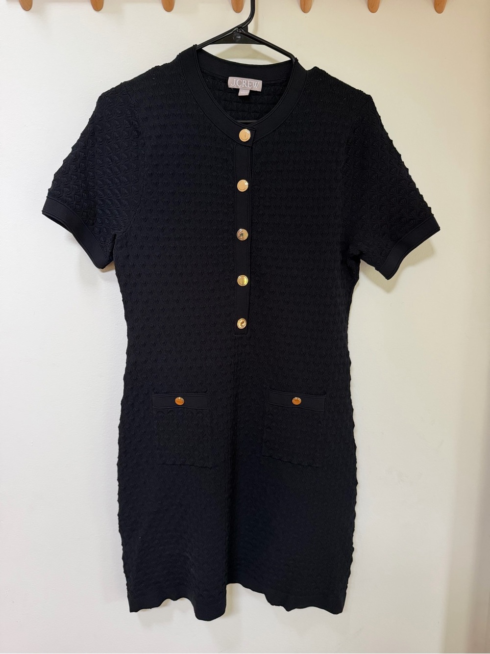 J. Crew Black Dress with Gold Buttons in size Large